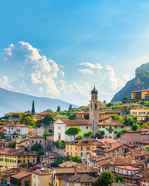 Limone sul Garda Church and Village on Lake Garda, Italy by Stefano Orazzini