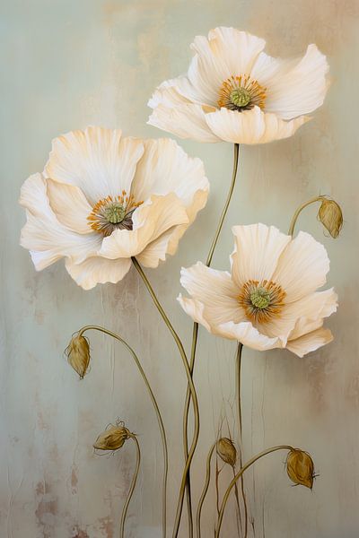 Poppies in light shades by Carla van Zomeren