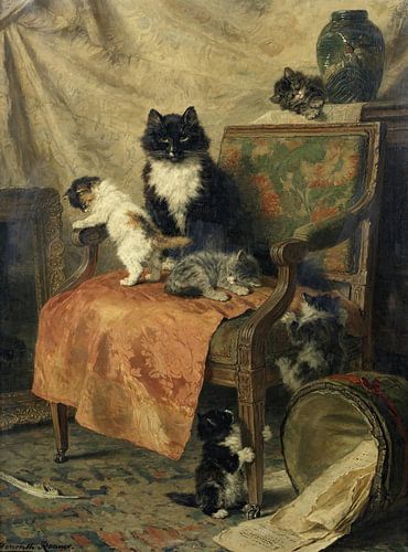 Henriëtte Ronner-Knip - Poesje aan het spelen van Peter Balan