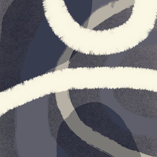 Moderne abstracte organische geometrie in grijs, zwart en gebroken wit. van Dina Dankers