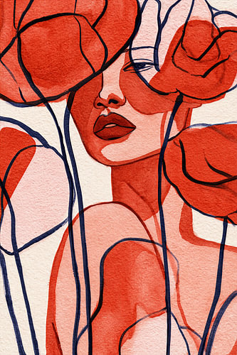 Graphic Glamour – Modern Pop Art Portrait of a Woman with Red Lips