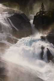 Stunning sunlit waterfall in Norway by Kaat Zoetekouw