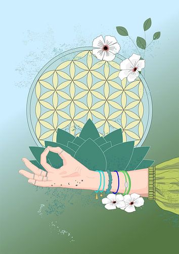 Flower of life, gyan mudra, lotus flower van Colourful Ways