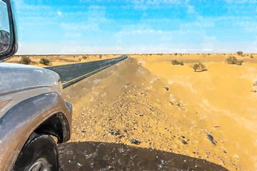 Snelweg door de woestijn van Soedan van Frank Heinz