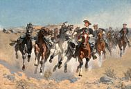 Afgemonteerd: De Vierde cavaleristen die de geleide paarden verplaatsen, Frederic Remington van Meesterlijcke Meesters thumbnail