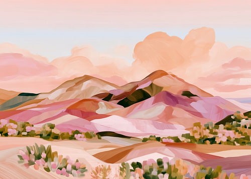 Pink Desert – Abstract landscape in pink and terracotta