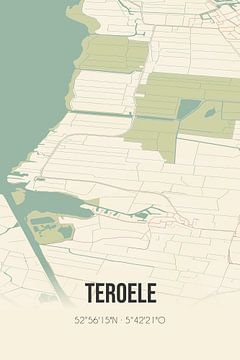 Vintage landkaart van Teroele (Fryslan) van Rezona