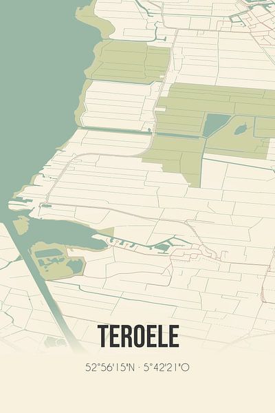 Carte ancienne de Teroele (Fryslan) par Affiches de lieux