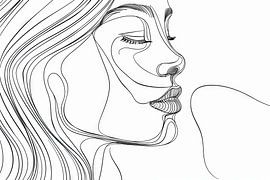 Frauenporträt in Line Art von Poster Art Shop