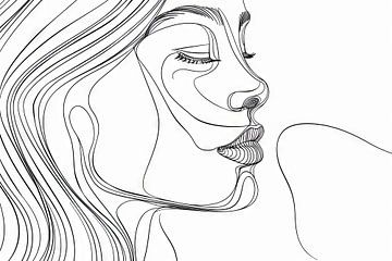 Portret van een vrouw in lijntekeningen van Poster Art Shop