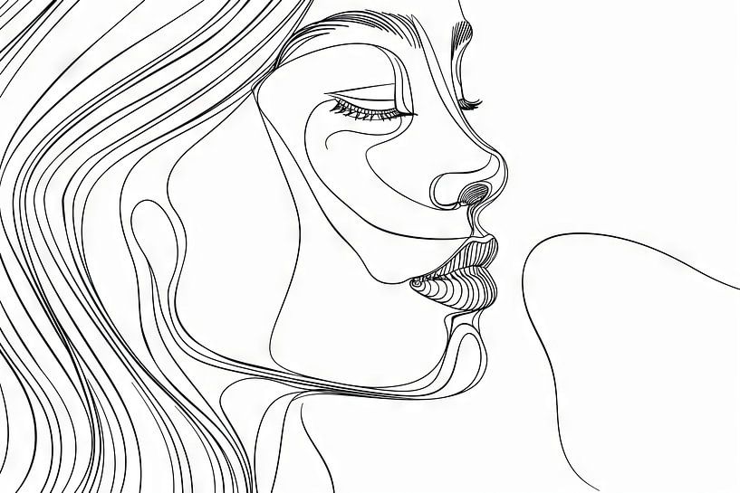 Portrait of a woman in line art by Poster Art Shop