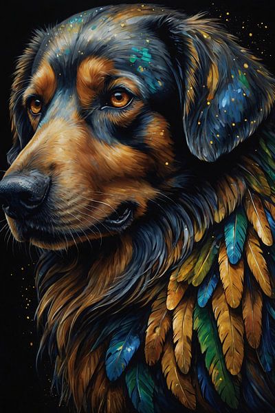 Canine Elegance in a Feathered Mantle by Art & Soul Creations