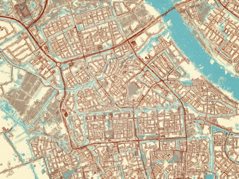 Map of Spijkenisse in the style Blue &amp; Cream by De Kaartenwinkel