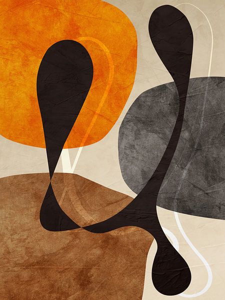Organic geometric abstract art in earth tones by Online Arts