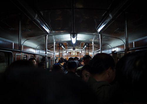 Metro ride in Pyongyang, the capital of North Korea