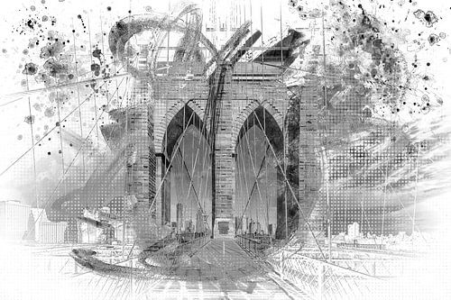 City Art Brooklyn Bridge in Detail | grey