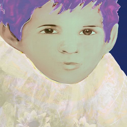 My Sassy Boy | Portret van een heerlijk jongetje, acryl schilderij en digital art