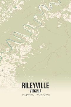 Vintage landkaart van Rileyville (Virginia), USA. van MijnStadsPoster