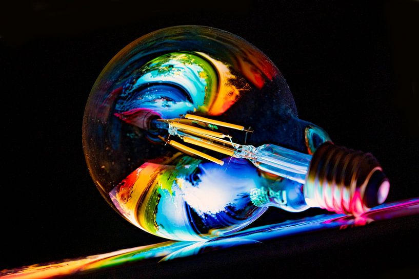 Art with Light Bulb by Wil Gulpen