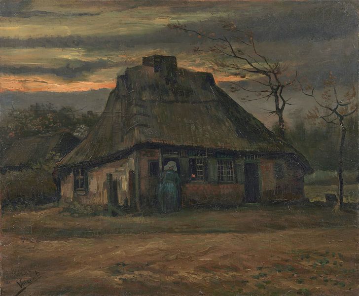 Strohut bij zonsondergang, Vincent van Gogh van Meesterlijcke Meesters