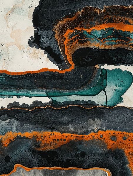 Modern and abstract in orange, black and green by Studio Allee