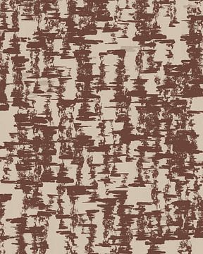Glitch in bruin en wit. Retro jaren 70 patroon. Minimalistische woondecoratie. van Dina Dankers