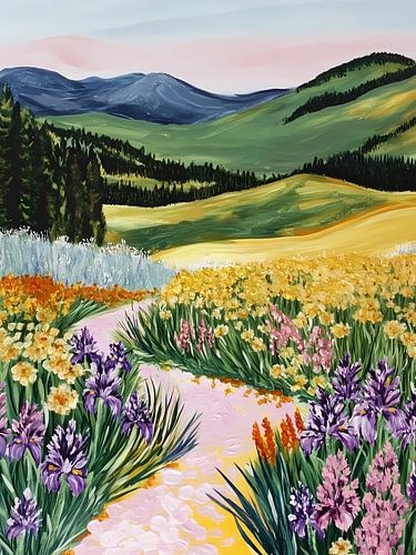 Floral Meadow Mountain Path