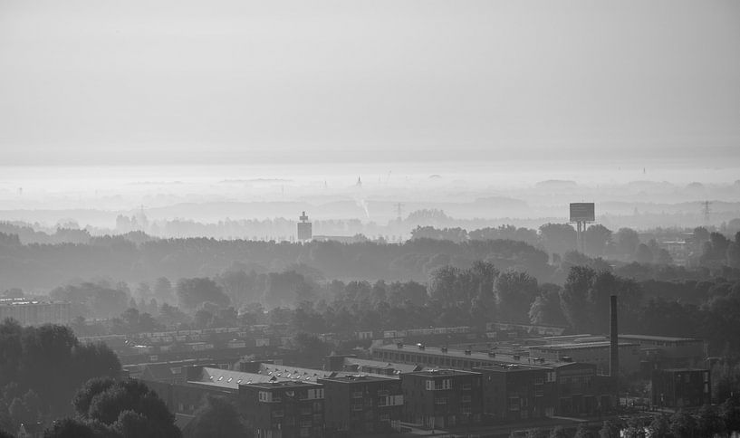 Schwarz-Weiß-Foto von Utrecht Süd von Bart van Lier