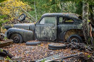 Rostige Hinterlassenschaften im Wald - Autofriedhof in Schweden