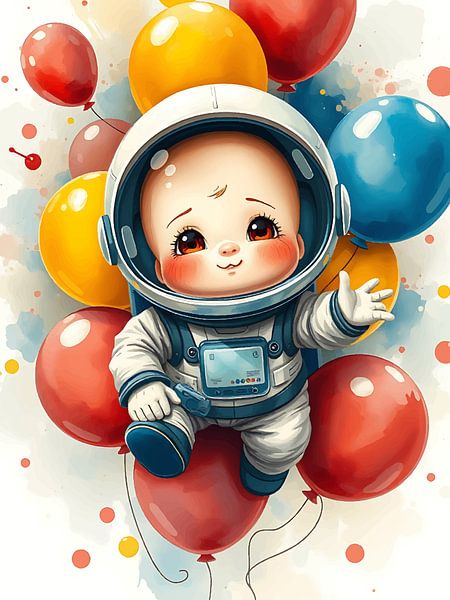 Niedlicher Astronaut mit Luftballons von Bovi Okta