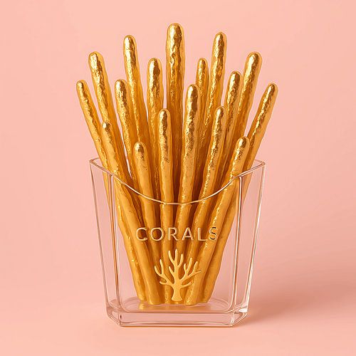 Goldene Korallenstäbchen in luxuriöser, minimaler Umgebung