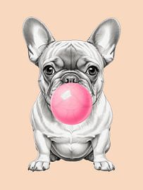 Cheeky dog with chewing gum