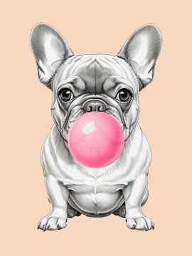 Frecher Hund mit Kaugummi