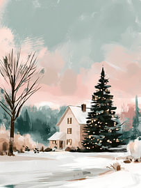 Ruhiges Weihnachtshäuschen im Schnee von Mosaic Dialogue