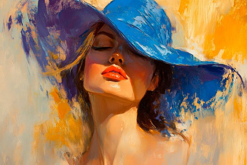 Dame met blauwe heupen in de zon van Poster Art Shop
