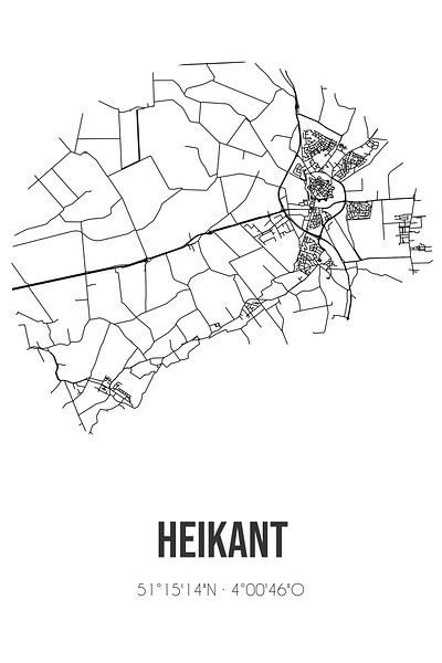 Heikant (Zeeland) | Map | Black and white by Prints of Place