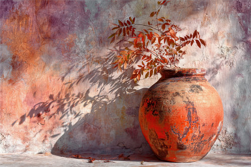 Terracotta Vaas - Rustig Schilderij Aardetinten