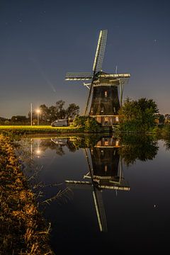 Komeet C/2023 A3 bij de molen De 1100 Roe van Jeroen de Jongh Fotografie