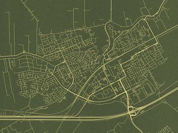 Carte de Woerden en or vert sur Map Art Studio