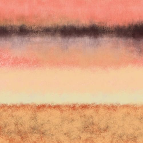 Kleurrijk abstract minimalistisch landschap in aardetinten, roze en geel