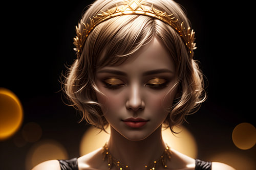 Daisy – Elegant Jaren 20 Vrouwenportret met Gouden Diadeem | Great Gatsby & Art Deco Kunst
