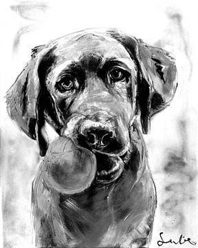 Schilderij van een Labrador Retriever hond van Liesbeth Serlie