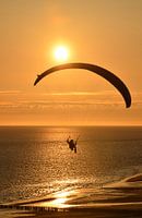 Parapending on the beach of Zoutelande in the Netherlands