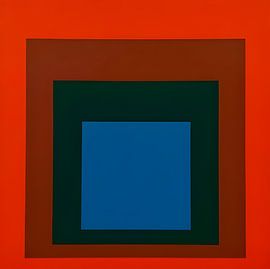 Josef Albers - Hommage an das Quadrat, rot, blau, hohe Auflösung von Vivanne