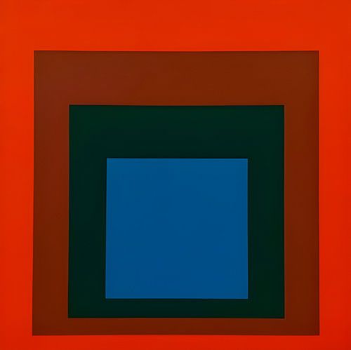 Josef Albers - Hommage an das Quadrat, rot, blau, hohe Auflösung