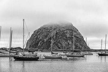 Mistige Morro Rock Monochroom van Joseph S Giacalone Photography
