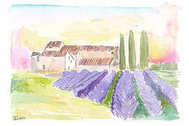 Provence Classical View of Lavender Fields and Abbey by Markus Bleichner