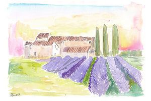 Provence Classical View of Lavender Fields and Abbey von Markus Bleichner