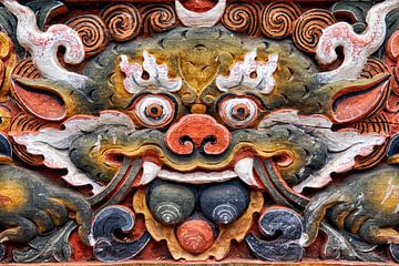Relief van een demon in Bhutan