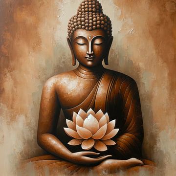 Buddha met Lotus bloem van Art Studio RNLD